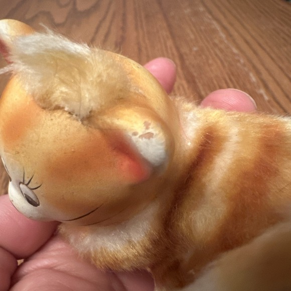 Pair of Vintage Faux Fur Flocked Ceramic Tabby Fat Cat Kitty Figurine Statue - Picture 7 of 9